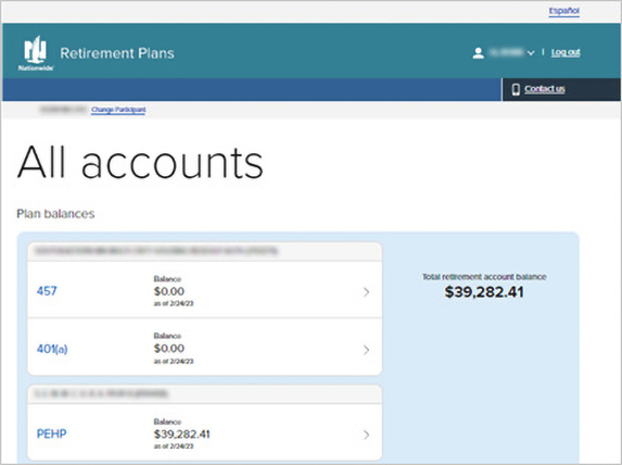 screenshot of an hsa account log in screen showing examples of account balances